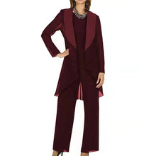 Load image into Gallery viewer, Cap Point Red / 4 Ginette Elegant Chiffon Long Sleeves Mother of the Bride Pantsuit
