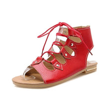Load image into Gallery viewer, Cap Point Red / 4 Roman Beach Croee Tied Women Sandals
