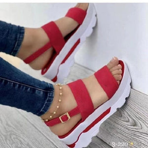 Cap Point Red / 5 Fashion Wedge Female Platform Buckle Strap Street Summer Sandals