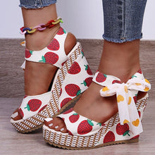 Load image into Gallery viewer, Cap Point red / 5 Hilda Dot Bowknot Design Platform Wedge Ankle Strap Open Toe Sandals
