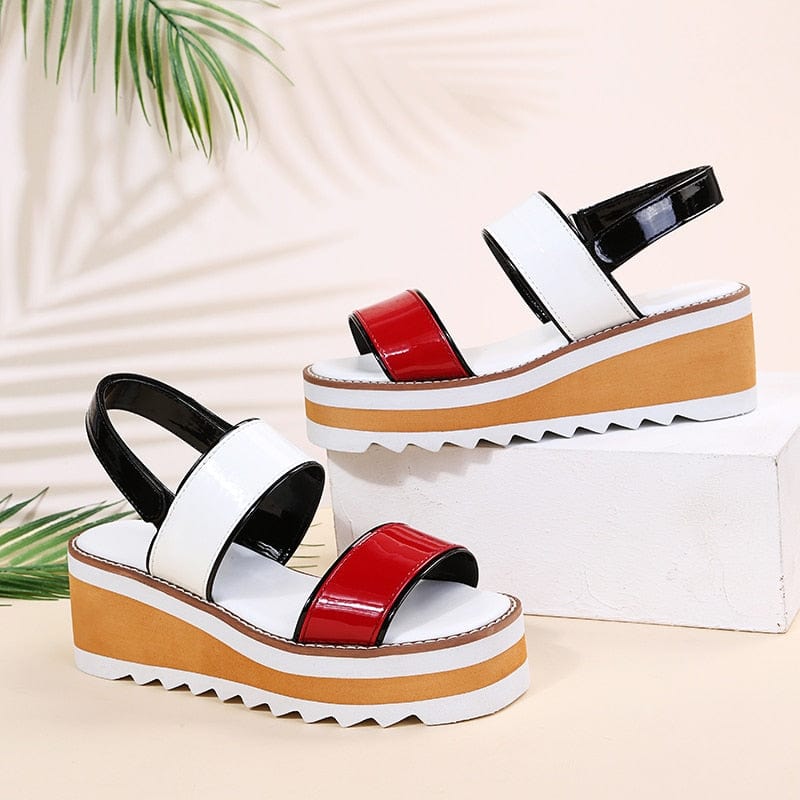 Cap Point Red / 5 Miranda Platform Wedges Non-slip Ladies Sandals