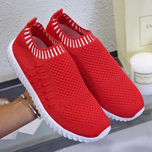 Cap Point Red / 5 Summer Slip on Soft Bottom Running Breathable Mesh Flat Sneakers