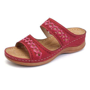 Cap Point Red / 5 Women's Retro Wedge Sandals