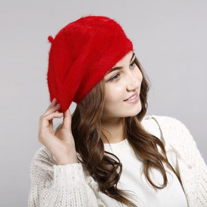 Cap Point Red / 55-60cm Lady Winter Thickened Warm Knit Hat