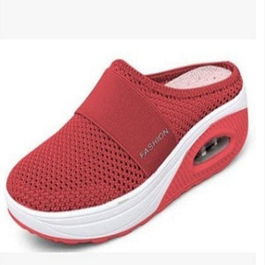 Cap Point Red / 6 New Non-slip Platform Breathable Mesh Outdoor Walking Slippers