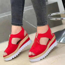 Load image into Gallery viewer, Cap Point Red / 6 Summer Solid Color Open Toe Casual Sandals
