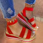 Cap Point Red / 6 Women's Hemp Platform Summer Wedge Sandals