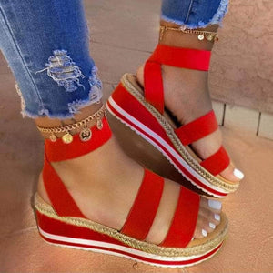Cap Point Red / 6 Women's Hemp Platform Summer Wedge Sandals