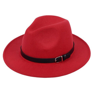 Cap Point Red Classic British Fedora Men Women Woolen Winter Felt Jazz Hat