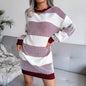 Cap Point Red-E / S Elisa Off Shoulder Lantern Long Sleeve Knitted Sweater Dress