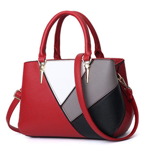 Cap Point red European Designer Shoulder Stitching solid color PU Leather Handbag