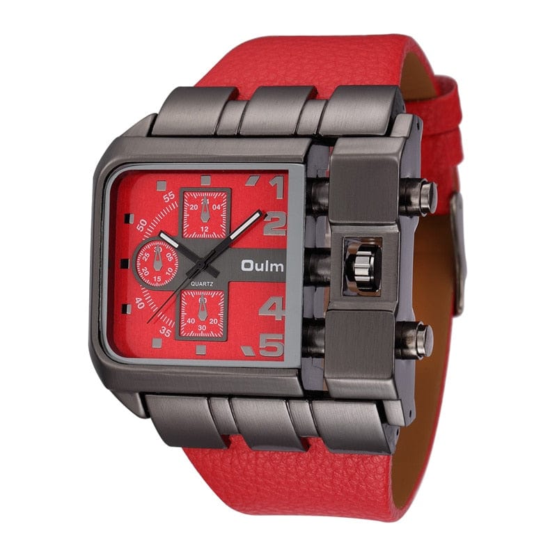 Cap Point Red Gauthier Square Dial Wide Strap Wristwatch
