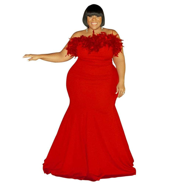 Cap Point Red / L Joelle Plus Size Party Club Evening Elegant Bodycon Dress
