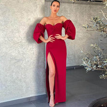 Load image into Gallery viewer, Cap Point Red / L Salome solid style evening dress
