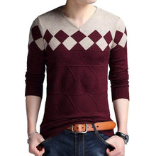 Load image into Gallery viewer, Cap Point Red / M Browon Autumn Vintage Men Collarless Sweater
