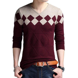 Cap Point Red / M Browon Autumn Vintage Men Collarless Sweater