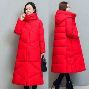 Cap Point Red / M Fashionable thick cotton padded winter long coat