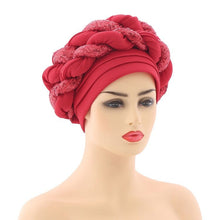 Load image into Gallery viewer, Cap Point Red / One Size Celia Auto Geles Shinning Sequins Turban Headtie
