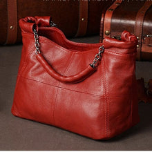 Load image into Gallery viewer, Cap Point Red / One size Denise European Style Fashion Lady Chain Soft Genuine Leather Tote Bag
