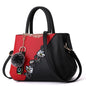 Cap Point Red / One size Denise Leather Embroidered Messenger Tote Bag