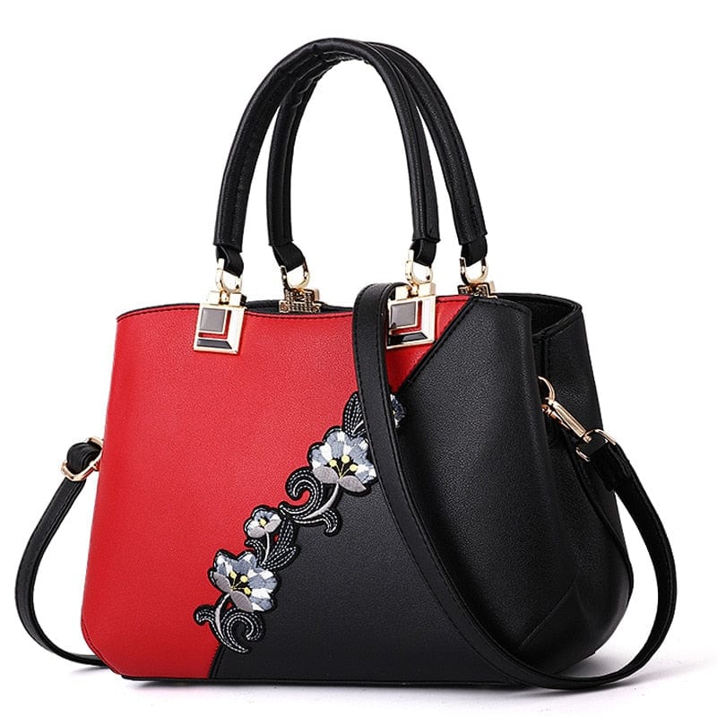 Cap Point red / One size Denise Leather Embroidered Messenger Tote Bag