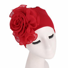Load image into Gallery viewer, Cap Point Red / One size fits all New Large Flower Stretch Head Scarf Hat
