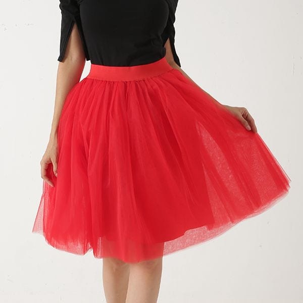 Cap Point red / One Size Party Train Puffy Tutu Tulle Wedding Bridal Bridesmaid Skirt