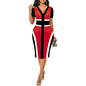 Cap Point Red / S Belinda High Waist Patchwork Printing V-Neck Elegant Short Sleeve Midi Dress