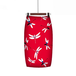 Cap Point Red / S Belline High Waist Big Flower Pencil Bodycon Midi Skirt