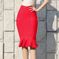 Cap Point Red / S Belline Mermaid Pleated High Waist Party Club Vintage Skirt
