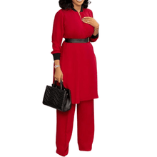 Load image into Gallery viewer, Cap Point Red / S Bianca Two Piece Party Long Dress Top Wide Leg Pants Suit
