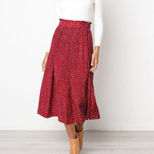 Charger l&#39;image dans la galerie, Cap Point Red / S Casual Chiffon Printed High Waist Pleated Maxi Skirt
