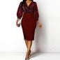 Cap Point Red / S Christianne Elegant Sexy V-neck Bright Silk Midi Party Dress