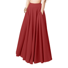 Load image into Gallery viewer, Cap Point Red / S Eleanne Elegant A-line High Waist Solid Maxi Skirt
