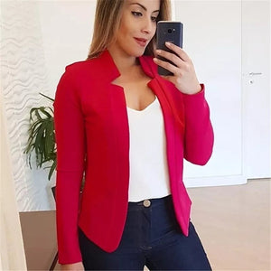 Cap Point Red / S Elegant Long Sleeve Blazer for Office Ladies