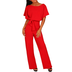 Cap Point Red / S Francisca Sexy Belted Jumpsuits