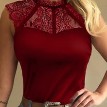 Load image into Gallery viewer, Cap Point Red / S Gwendolyn Polka Dot Sexy Lace Ruffle Round Neck Sheer Blouse

