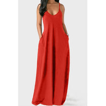 Load image into Gallery viewer, Cap Point Red / S Melania Sexy Bohemian Loose Sleeveless V-Neck Strappy Maxi Dress
