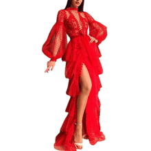 Load image into Gallery viewer, Cap Point Red / S New Chic Hollow Out A-line Night Party Lace Dress
