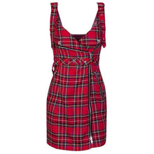 Load image into Gallery viewer, Cap Point red / S Pencil Plaid Spaghetti Strap Sling Dress
