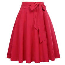 Load image into Gallery viewer, Cap Point Red / S Perline Belle Poque High Waist Self-Tie Bow-Knot Embellished  A-Line Skirt
