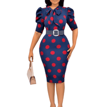 Load image into Gallery viewer, Cap Point Red / S Raissa Elegant Dot Printed High Waisted Short Sleeve Midi Dress
