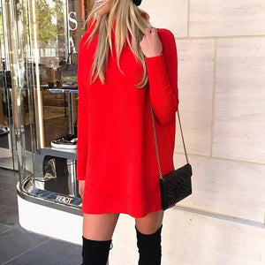 Cap Point red / S Relaxed Loose Long Sleeve Sweatshirt Dress