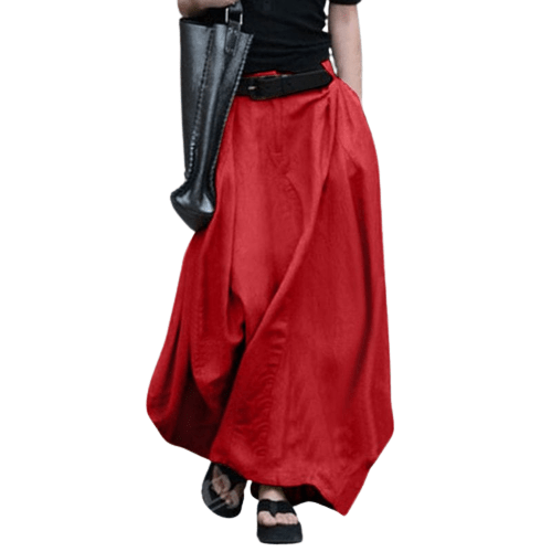 Cap Point Red / S Vintage high waist lined skirt