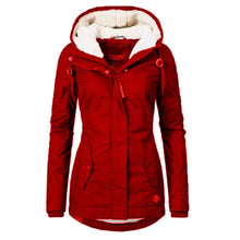 Load image into Gallery viewer, Cap Point Red / S Women Waterproof Hooded Fleece Lined Cotton Coat
