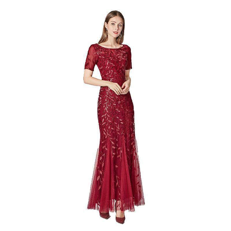 Cap Point Red / US04 Salome Round Neck Evening Dress