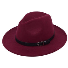 Load image into Gallery viewer, Cap Point Red wine Classic British Fedora Men Women Woolen Winter Felt Jazz Hat
