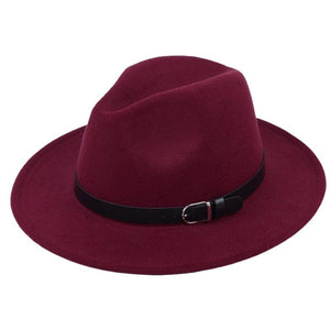 Cap Point Red wine Classic British Fedora Men Women Woolen Winter Felt Jazz Hat