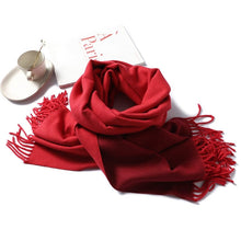 Load image into Gallery viewer, Cap Point red Winnie Winter Cashmere Thick Warm Shawls Wrap Scarf
