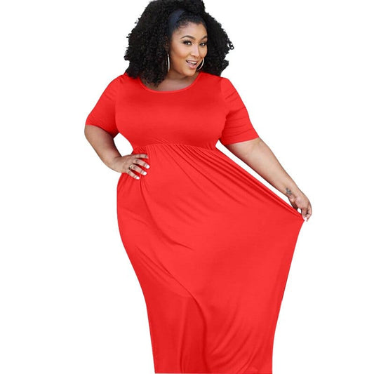 Cap Point red / XL Marianne Plus Size Short Sleeve Floor Maxi Dress